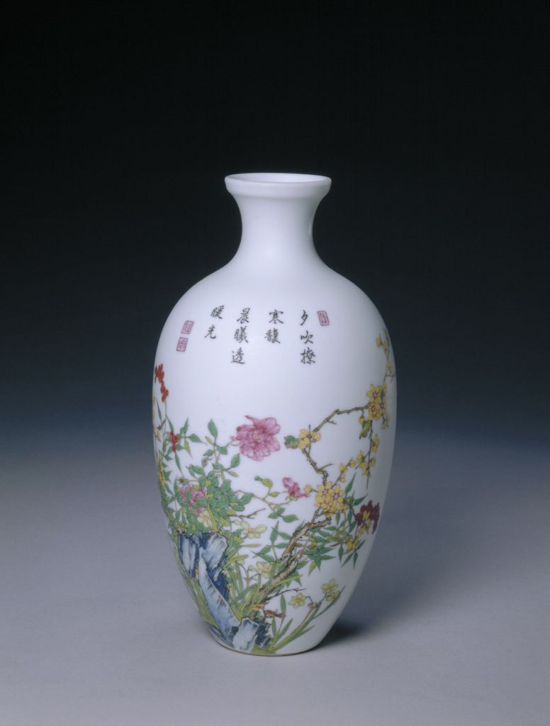 图片[1]-Enamel colored flower vase-China Archive